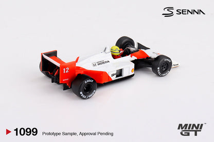 Mini GT (No-1099) McLaren MP44 #12 Ayrton Senna 1988 Japanese Grand Prix Winner 1:64 Scale Diecast Model