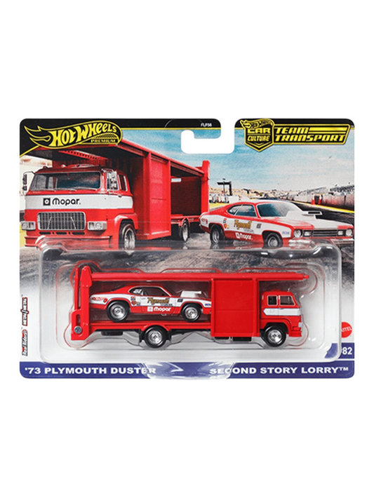 HotWheels Car Culture Team Transport 73 Plymouth Duster Second Story Lorry Imported 1:64 Scale