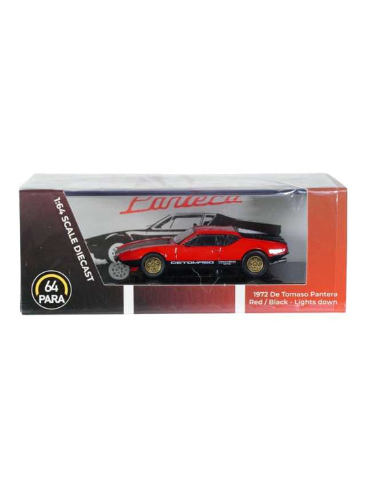 Para64 1972 DeTomaso Pantera Red/Black - Lights Down 1:64 Scale Diecast