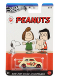 HotWheels Silver Series Peanuts 75 Years 60S Fiat 500D Modificado Imported Mainline Card Art 1:64 Scale