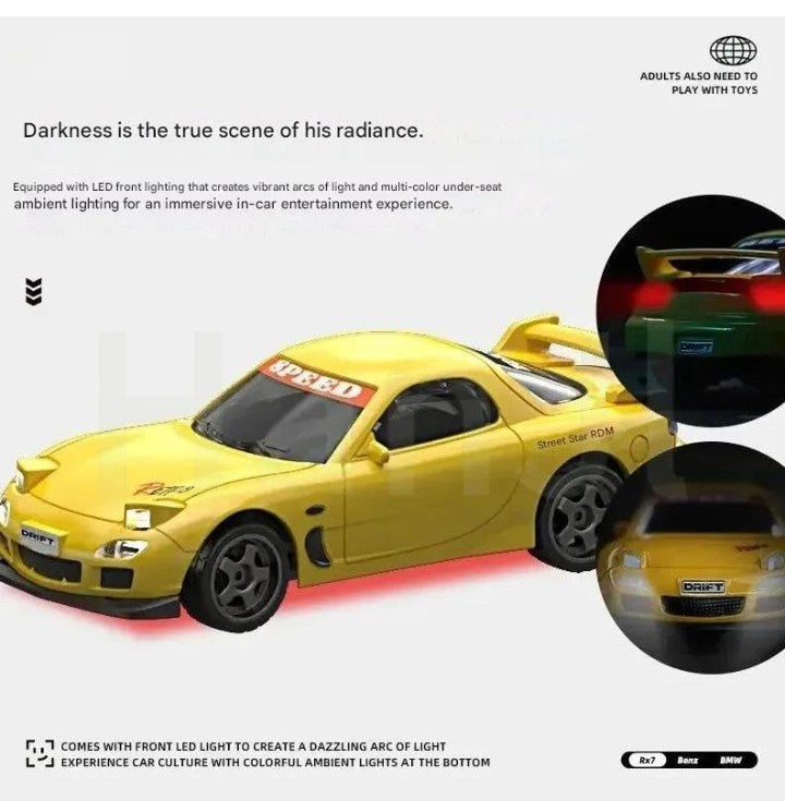 WHOOSH RC Hobby 1:43 Scale Drift Car – 25KM/H | 4WD | Gyro | Full Proportional Control | 8+