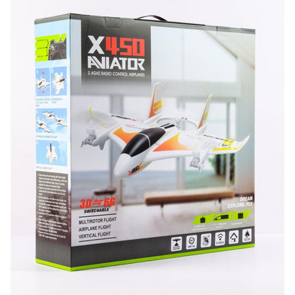 X450 Aviator Rc Airplane 2.4GHZ Radio Control Airlines Remote Control 6 Channel Brushless Motor Aircraft, Vertical Takeoff LED RC Glider Fixed Wing Plane RTF 450mm