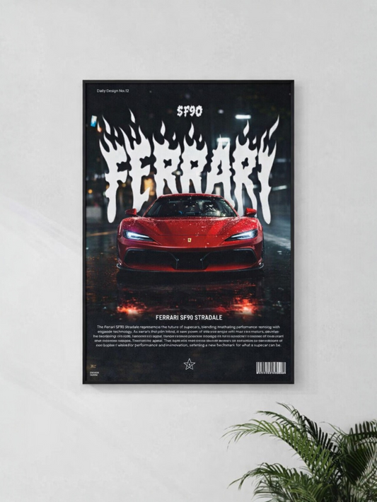 FERRARI SF 90 STRADALE |#32 LUXURY SUPERCAR POSTER (A4 Size)
