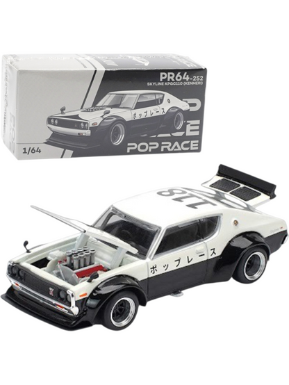 POP RACE Nissan Skyline KPGC110 Kenmeri 1:64 Die-Cast Car Model | PR64-252
