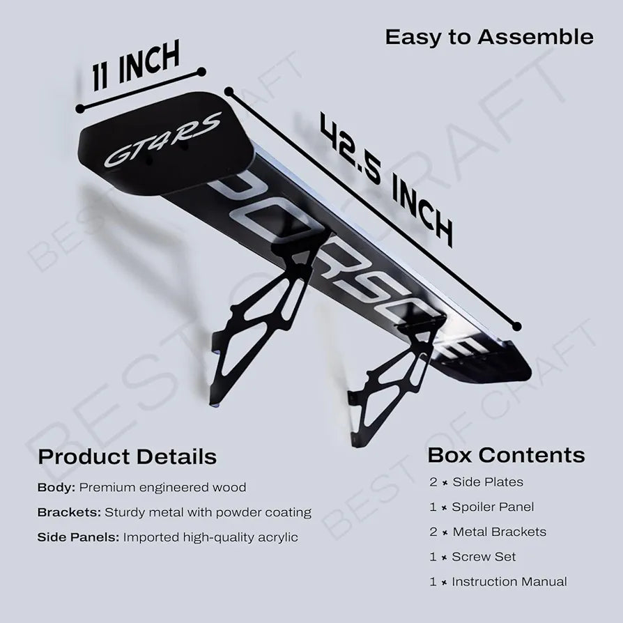 Porsche GT4 RS Style Rear Spoiler – Racing Car Wing for Sporty Look storage