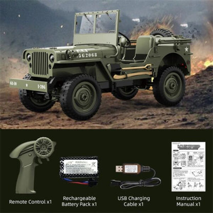 Remote Control Truck, RC Willys Military Jeep Car 1/12 Scale with Rechargeable Battery 2.4Ghz 4x4 Off-Road Remote-Control Crawler Vehicle