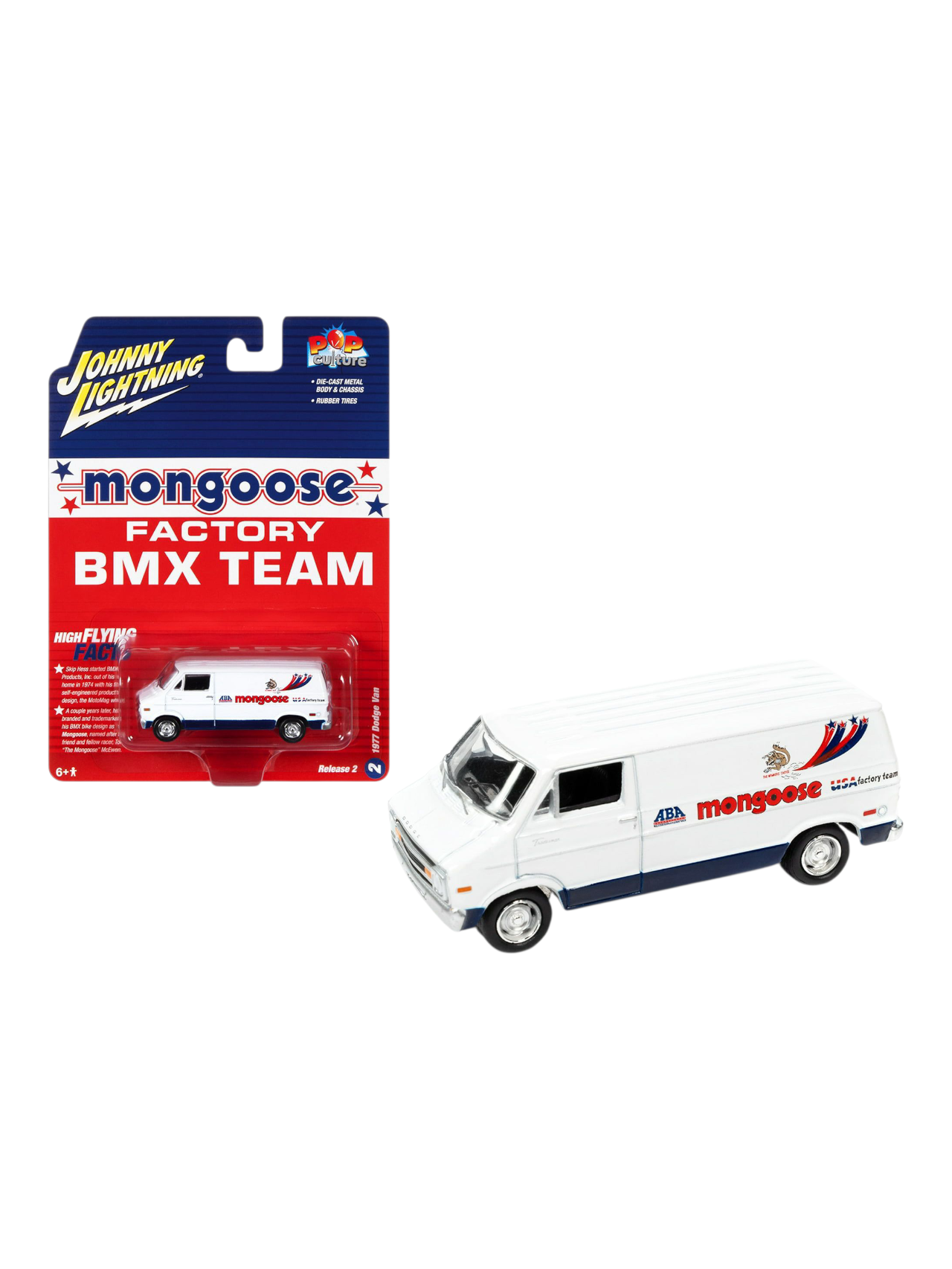 Johnny Lightning Pop Culture Mongoose Factory BMX Team 1977 Dodge Van 1:64 Scale