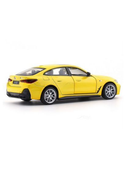 BMW i4 M50 Yellow 1:34 MSZ licensed pullback diecast Scale Model car