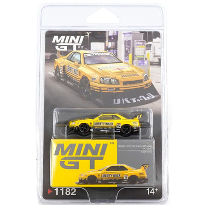 Mini GT #1182: Nissan LB-ER34 Super Silhouette SKYLINE Sport Yellow 1:64 Scale