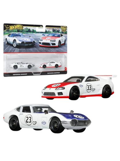 Hotwheels car Culture Toyota 2000gt & Toyota Supra imported team' transport 2 pack 1:64 Scale