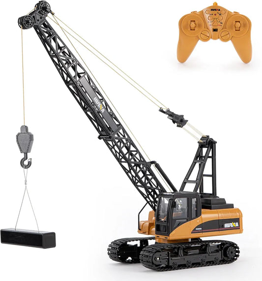 HUINA RC Engineering Crane 15 Channel Professional Crane Remote Control, 2.4GHz Frequency Simulation Action, 680° Direction , Realistic Light, Realistic Sound 1:14 Scale