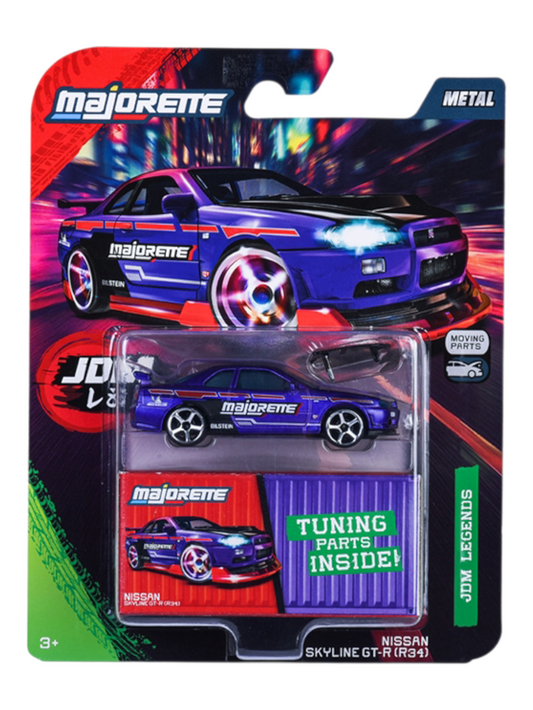 Majorette JDM legends premium nissan skyline gt-r-( R34 ) tuning part's instead 1:64 Scale 8504101001
