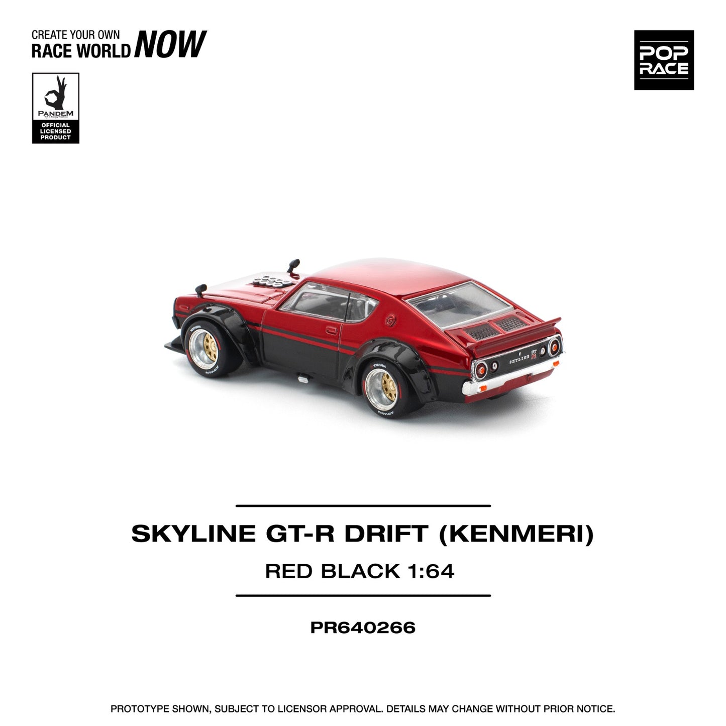 ( PR640266 )POP Race KPGC110 KENMERI REDBLACK Diecast Model 1:64 Scale
