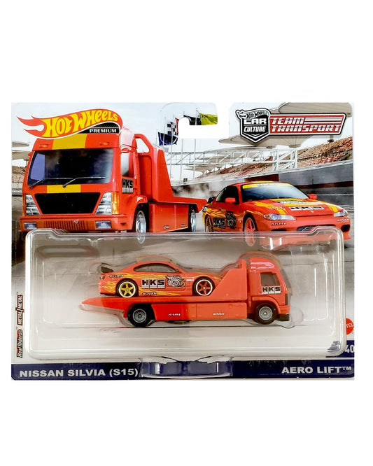 HotWheels Team Transport Nissan Silvia (S15) & Aero Lift Imported 1:64 Scale (Blister Damaged)