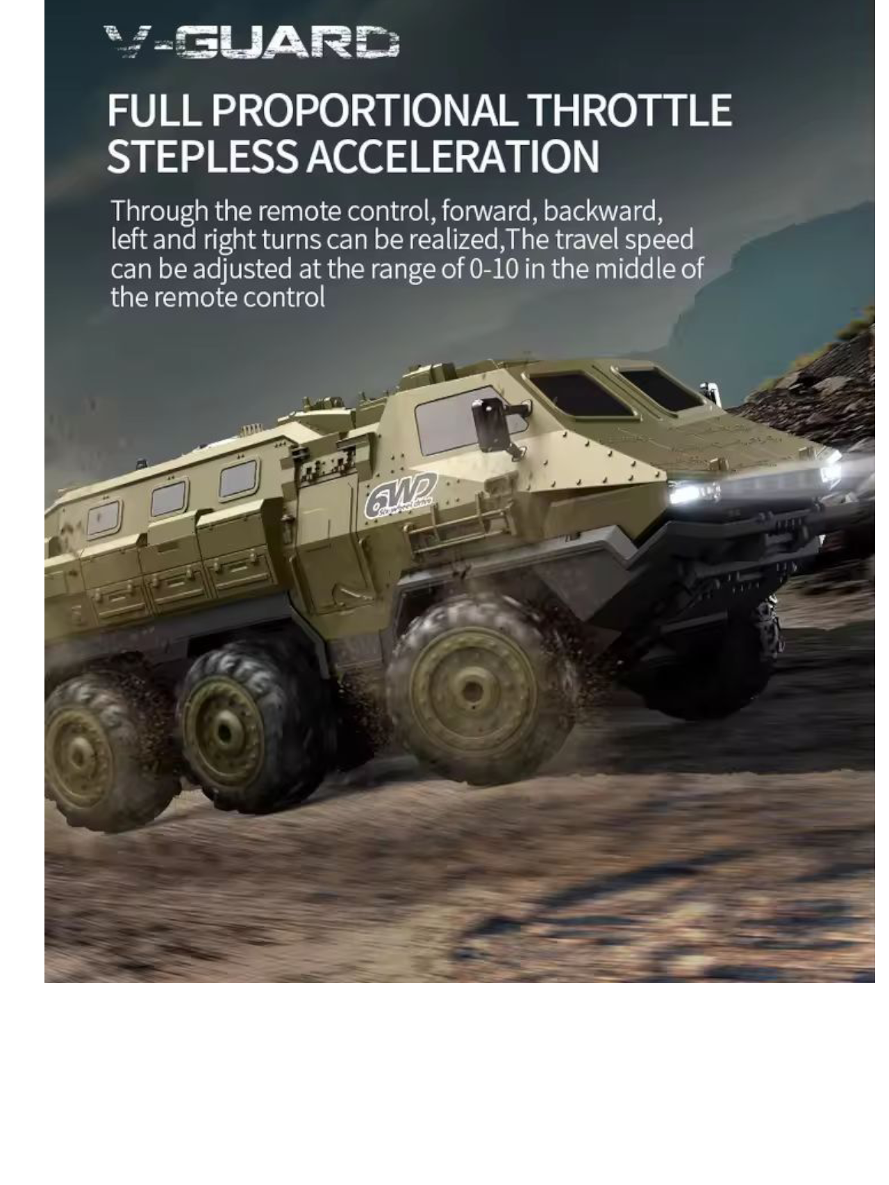 V-Guard Six-Wheel Drive Military Armored Remote Control (RC) Vehicle 1:16 Scale