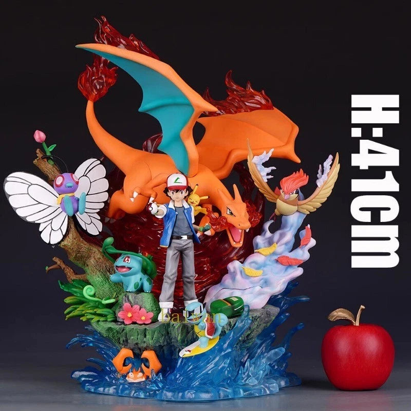 Pokémon action figure Ash 1:6 Ketchum with Charizard & Pikachu Collectible Diorama Figure Display Statue 16 Inch