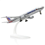 Aircraft 'American B-777 Diecast Airplane Model Boeing 777 (7.5-inch L) 20cm" Scale (No.321) Display Stand With Landing Wheels