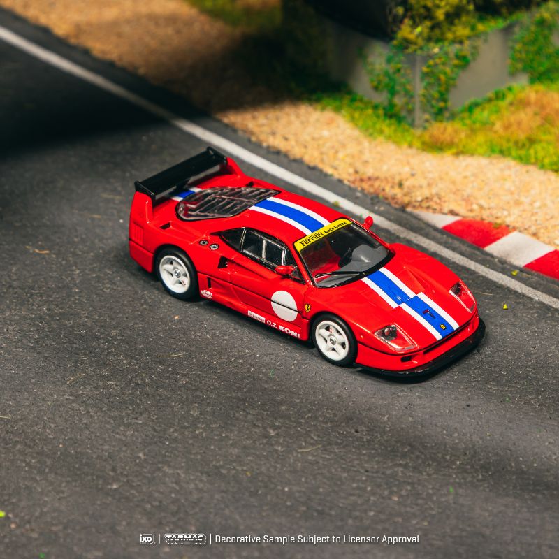 Tarmac Works Ferrari F40 LM Red with Blue White Stripe 1:64 Scale Diecast Model