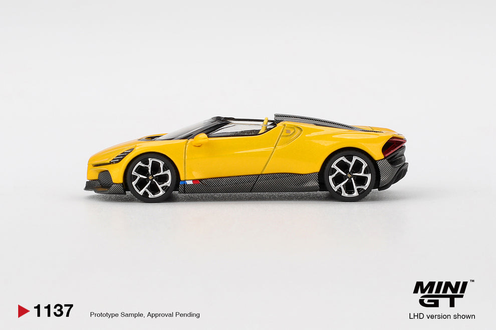 Mini GT (No-1137) Bugatti W16 Mistral Yellow 1:64 Scale Diecast Model Box / Blister