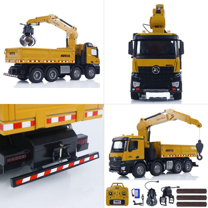Huina Toys 1538 RC Remote Control Timber Grapple Dump Truck 26 Function 2.4Ghz Alloy Crane Grapple, Hook & Dump Bed Rechargeable battery USB Cable 1:14 Scale