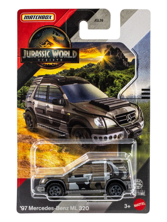 Matchbox Jurassic World Rebirth 97 Mercedes-Benz ML 320 Imported Mainline Card Art 1:64 Scale