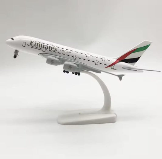 Aircraft 'Emirates Airbus A380 Resign Airplane Diecast Metal Display Stand With Landing Wheels 20cm Scale (No.301)