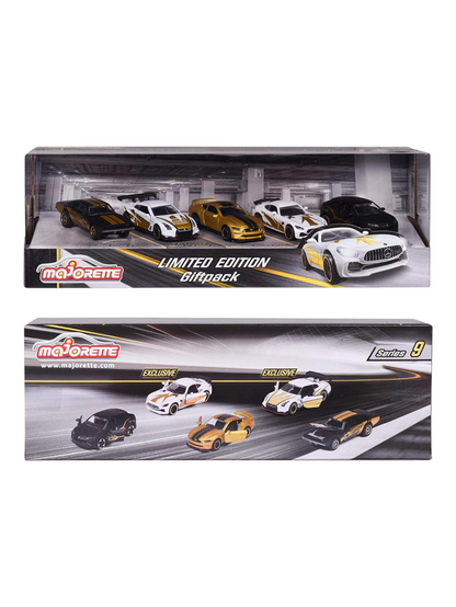 Majorette Limited Edition Gift Pack Series 9 1:64 Scale (Includes Dodge Charger R/T,Exclusive GT-R Nismo GT3,Ford Mustang GT, Exclusive Mercedes-AMG GT R, Lamborghini Urus)