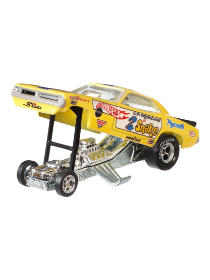 HotWheels Car Culture Team Transport 72 Plymouth Cuda Funny Car Retro Big #4 Imported 1:64 Scale (With Protector)