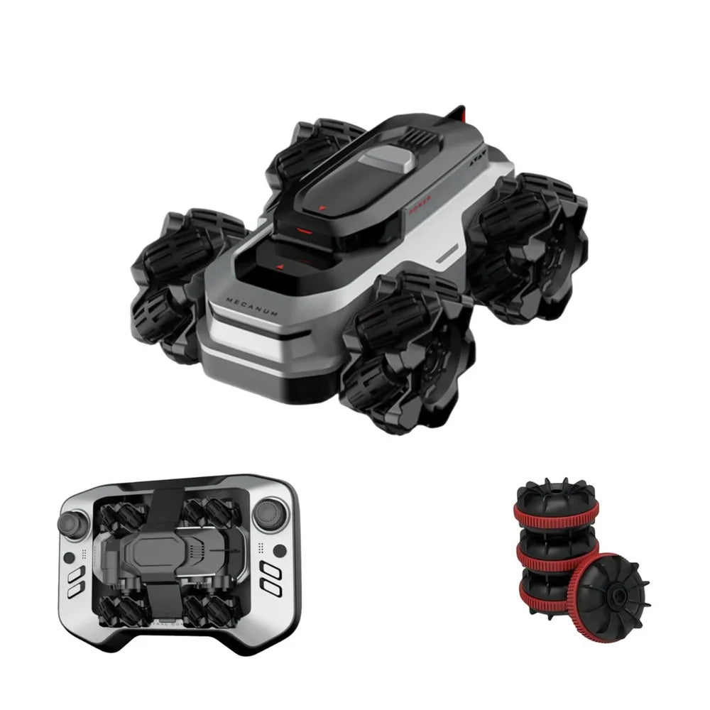 Amphibious Remote Control Car - Waterproof RC Stunt Car for Kids with 360° Spins, 50 Min Batteries,High-Speed, All-Terrain, One car with two kinds of wheels make more fun