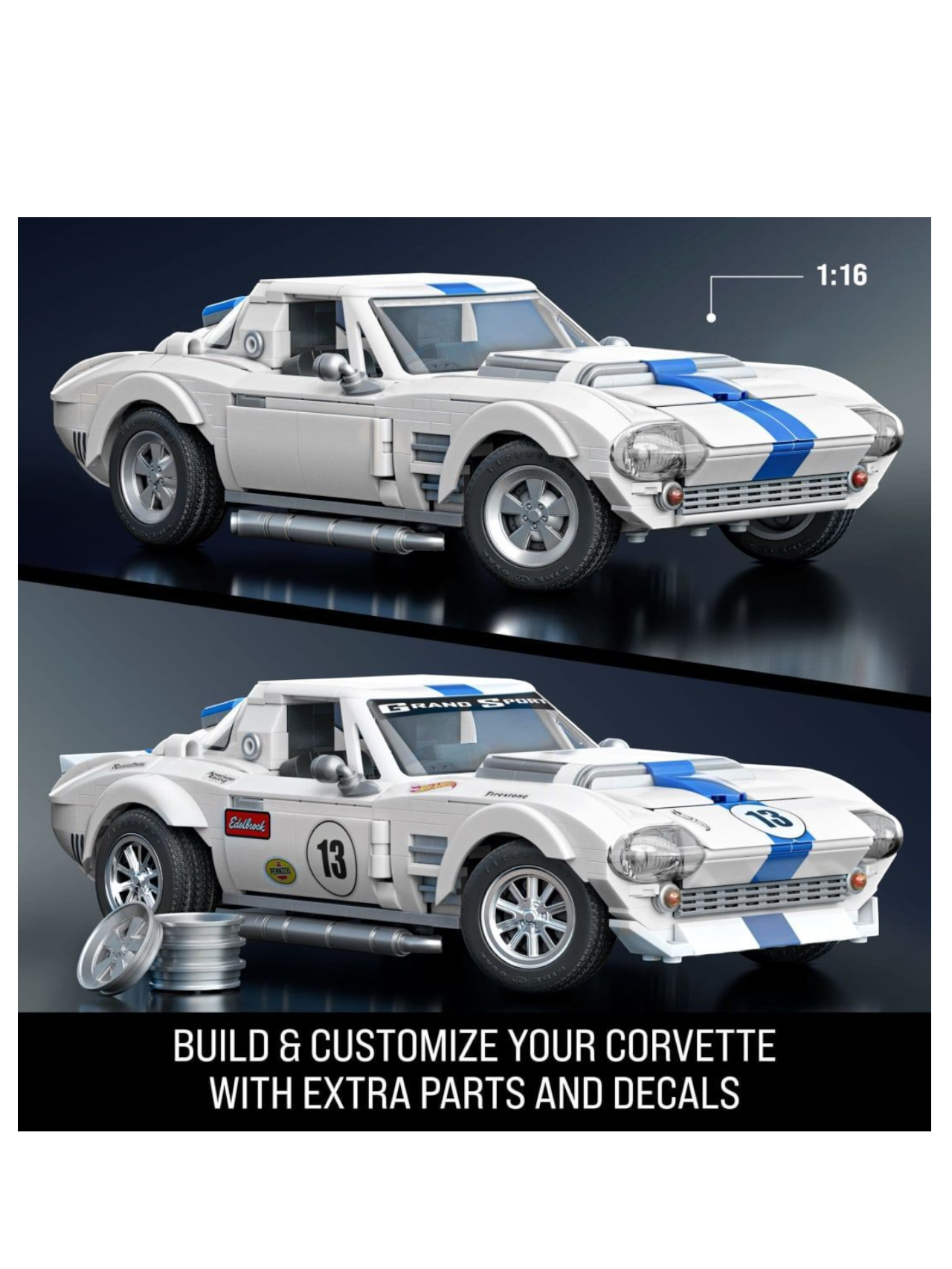 HotWheels Elite Series Corvette Grand Sports Imported Brick Shop 1:16 Scale