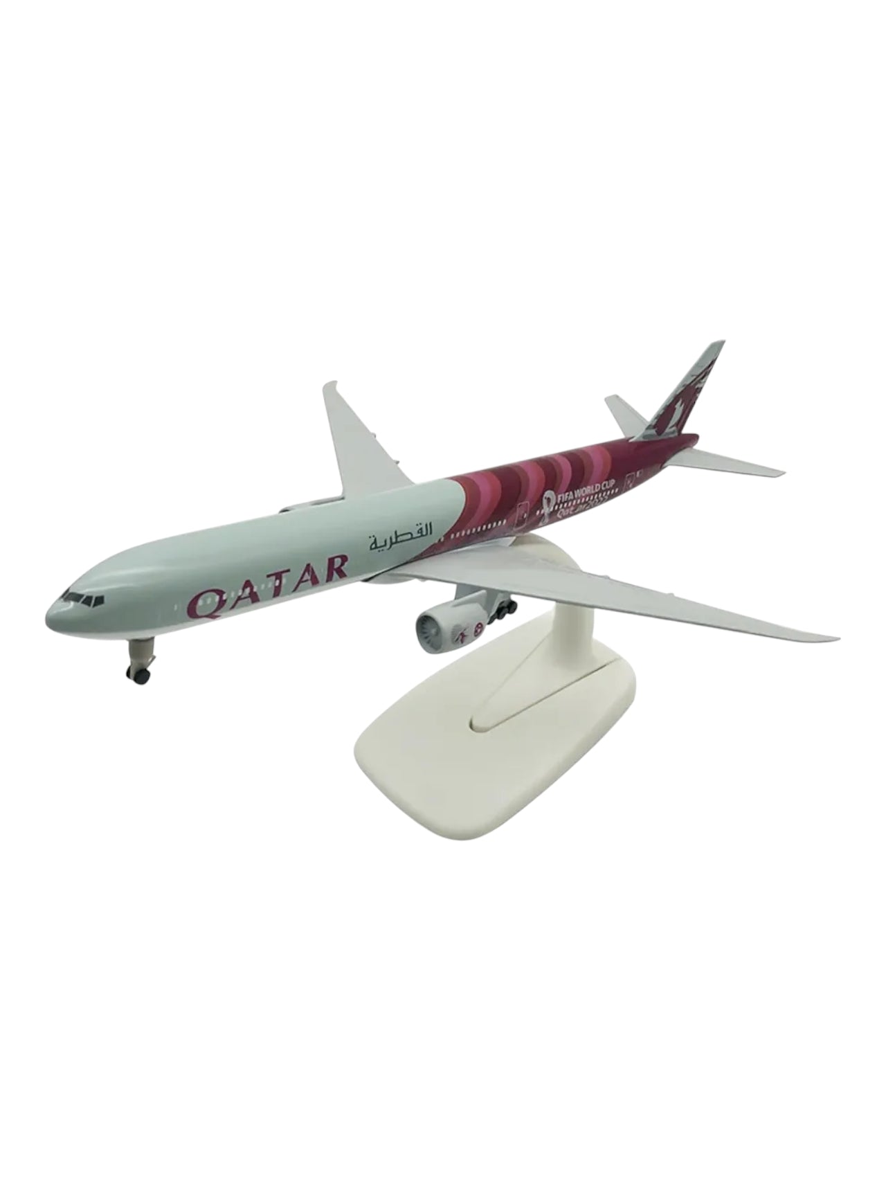 Aircraft 'Qatar Fifa World Cup Qatar2022 A7-BEB Diecast 20cm' Scale Airplane (No.315) Display Stand With Landing Wheels