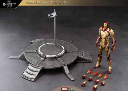 ZD TOYS Action Figures Marvel Studios The Infinity Saga Iron Man Mark 42 Light-Up Base Set 7 Inch (Code-1953)