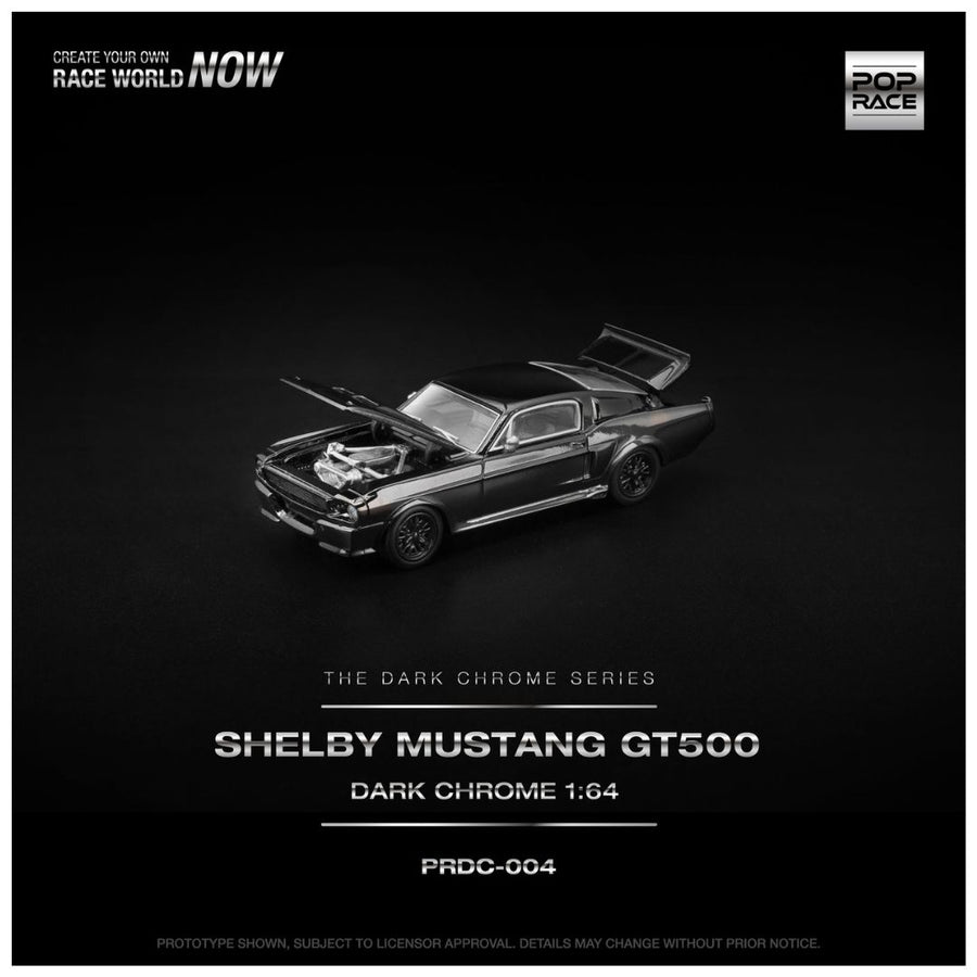 Pop Race-004 Shelby Mustang GT500 Dark Chrome Imported 1:64 Scale
