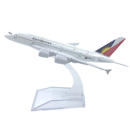 Aircraft Model 1:400 A380 Philippine Airlines Airplane Model Alloy Diecast Plane Ornaments 16cm (Code 103)