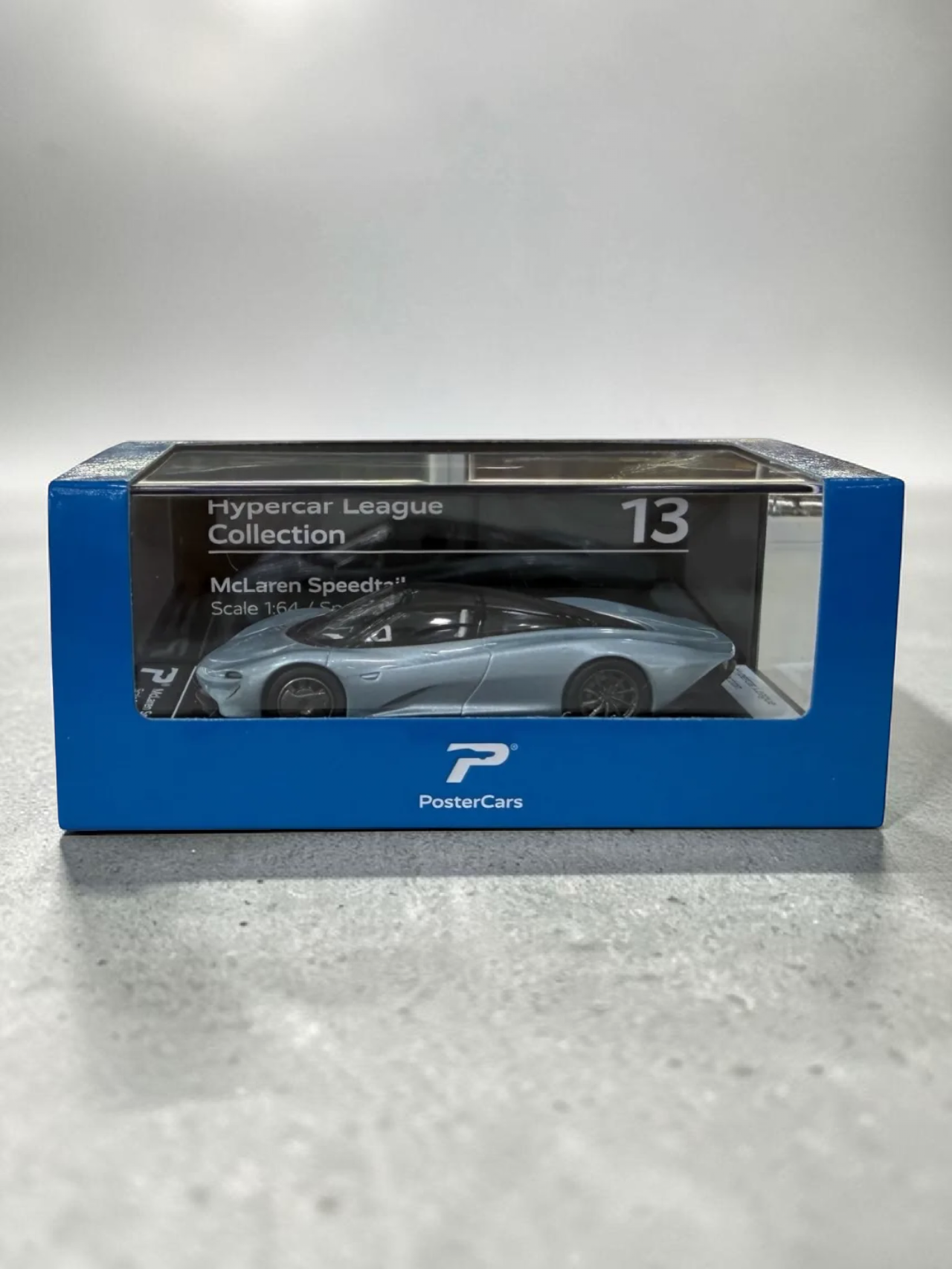 Postercars Hypercar League Collection Mclaren Speedtail 1:64 Scale / Speedtail Silver ( No 13 )