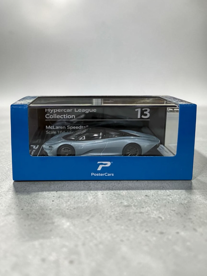Postercars Hypercar League Collection Mclaren Speedtail 1:64 Scale / Speedtail Silver ( No 13 )
