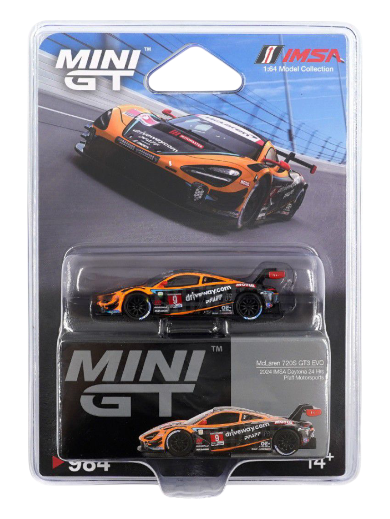 Mini GT McLaren 720S GT3 EVO (2024 IMSA Daytona 24 Hrs Plaff Motorsports) Code-984 1:64 Scale