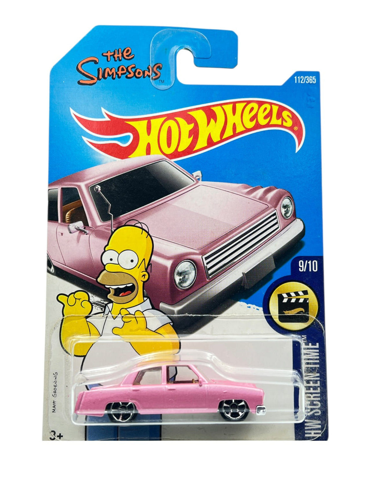 HotWheels The Simpsons HW Screen Time Imported Mainline 1:64 Scale ( Card is damege Car Mint Condition ) Diecast Model
