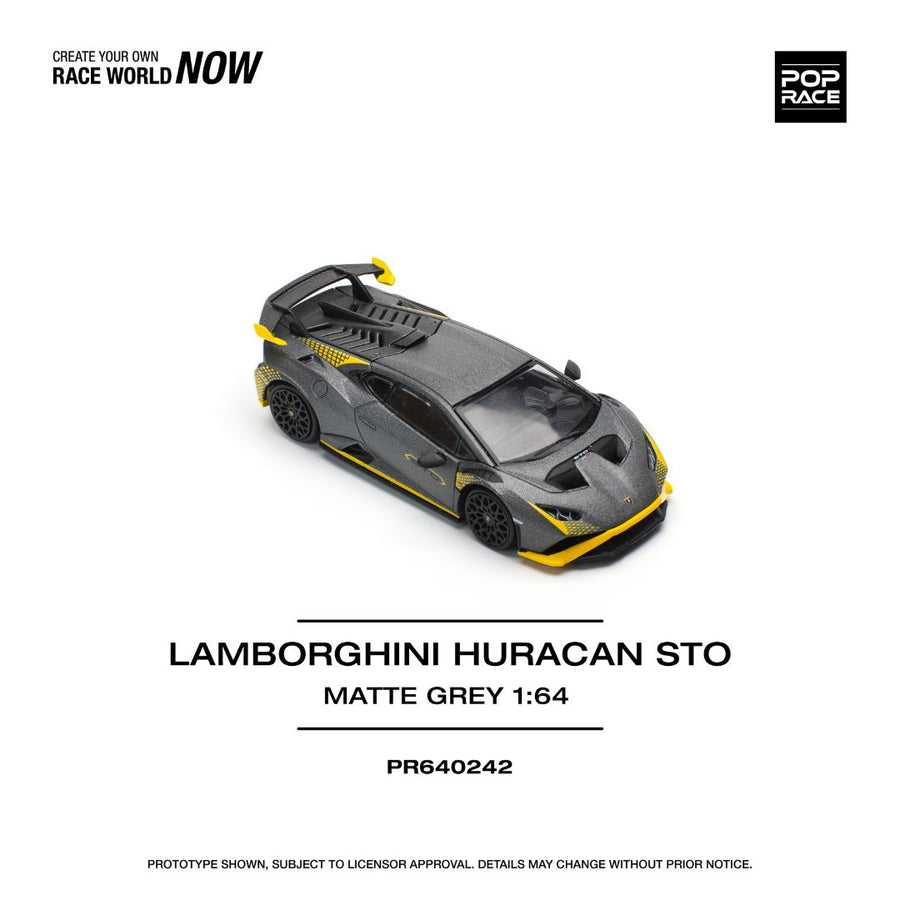 POP Race PR64-242 Lamborghini Huracan STO Matte Grey Imported 1:64 Scale