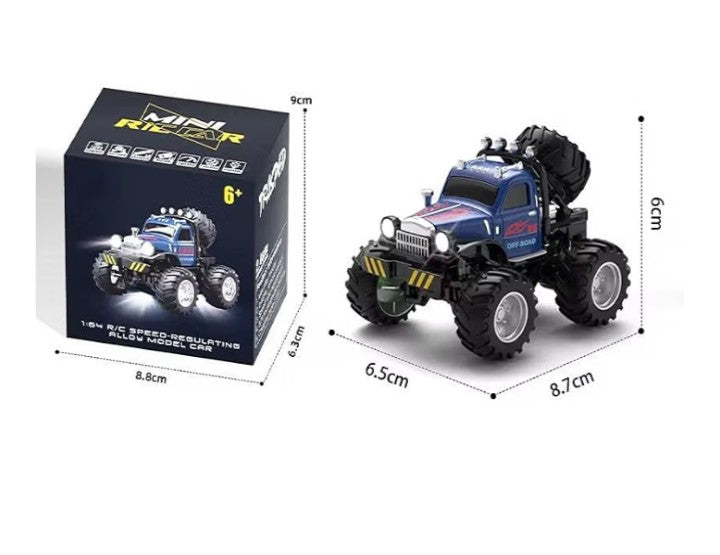 Trasped Metal 1:64 RC Off-Road Monster Truck | Alloy Body | Speed-Regulating Remote Control | LED Lights | Random Assortment