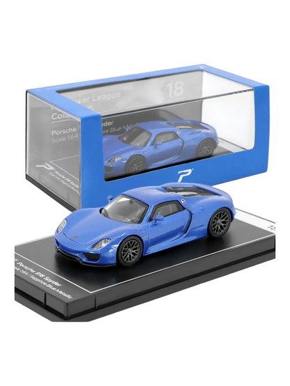 Postercars Hypercar League Collection Porsche 918 Spyder 1:64 Scale / Sapphire Blue Metallic (No 18 )