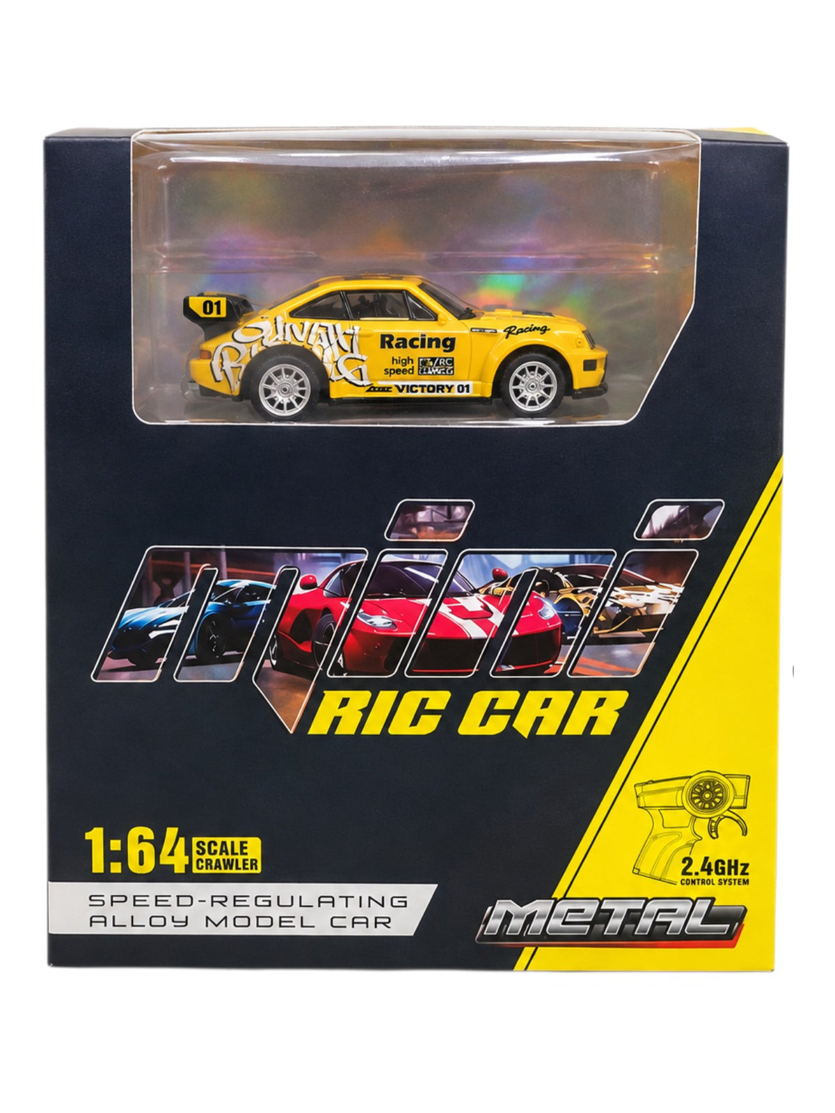 Metal 1:64 Scale RC Car – Metal Alloy Body | 2.4GHz Remote Control | Type-C Rechargeable | Speed-Regulating Model Car