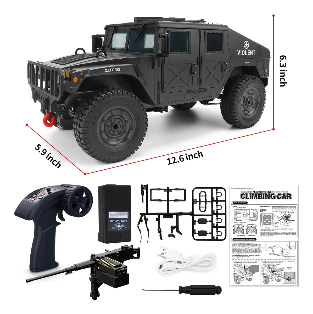 Climbing Car 2.4 GHz Control System, Model Car Door Can Be Opened Trunk is Open, Bettery Compartment Metal Chassis Side Guard Full Scale Simulation 4×4 1:14 Scale Remote Control rc