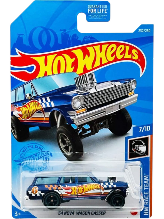 Hotwheels 64 Nova Wagon Gasser Imported Mainline 1:64 Scale GRY24-M7C5 (Card and Blister Damage)