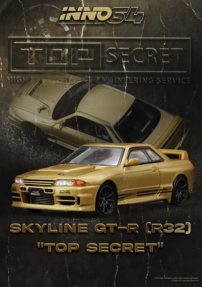 INN064 Top Secret BNR32 GT-R (650R)-Gold 1:64 Scale Metal Diecast IN64-R32TS-650R
