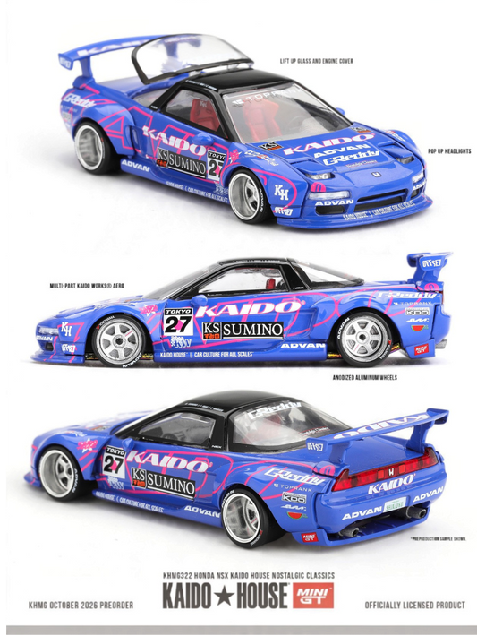 Pre Order Mini GT Kaido House No.322: Honda NSX Kaido House Nostalgic Classics 1:64 Scale Diecast Model (ETA: June 2027)