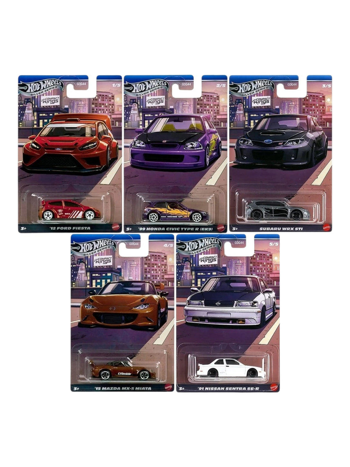 Hotwheels Silver Series "Compact Kings 2026-Q (Set of 5) Imported 1:64 Scale GDG44