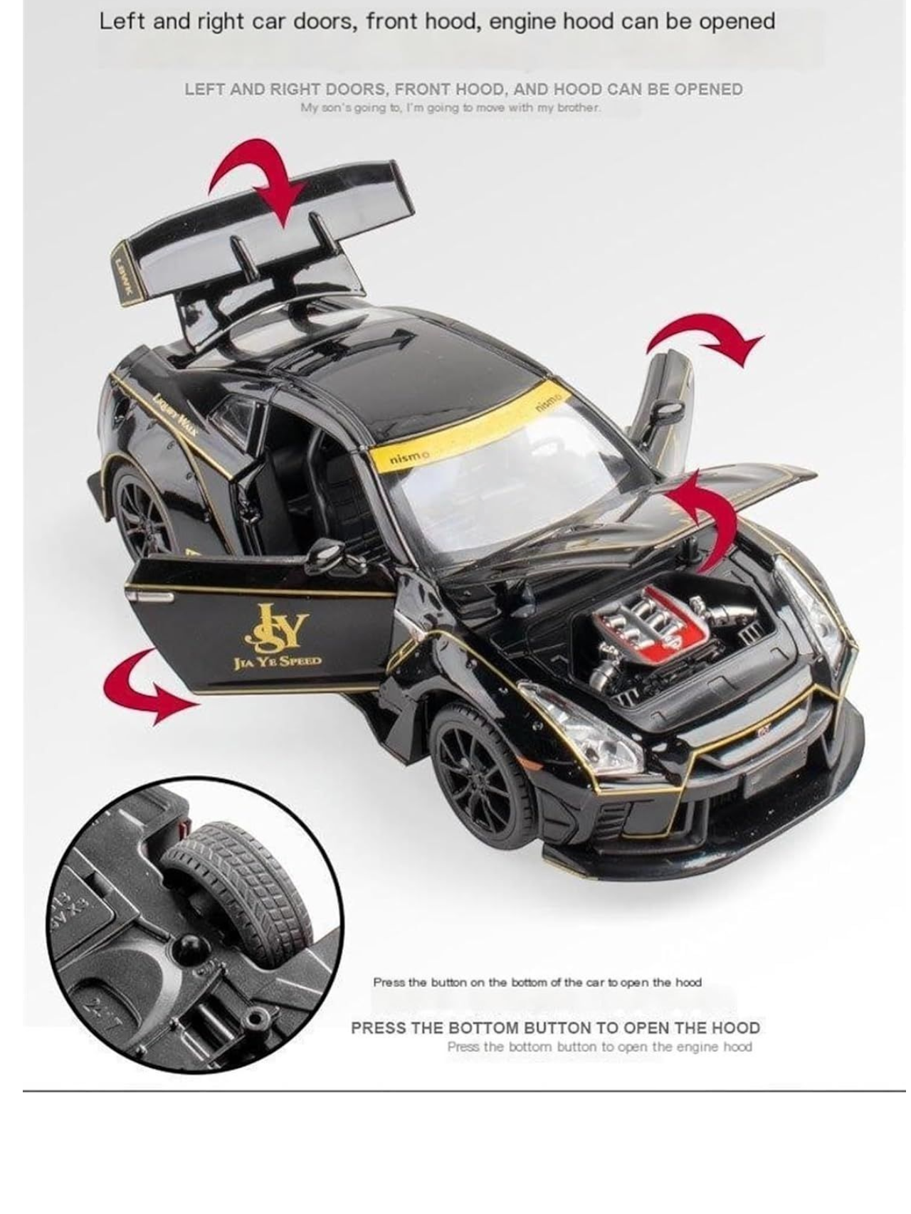 XQT Nissan GT-R R35 Alloy Car Simulation Die-Cast Model 1:22 Scale