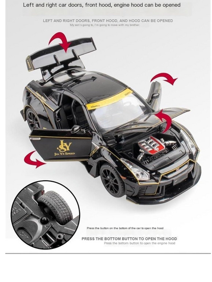 XQT Nissan GT-R R35 Alloy Car Simulation Die-Cast Model 1:22 Scale