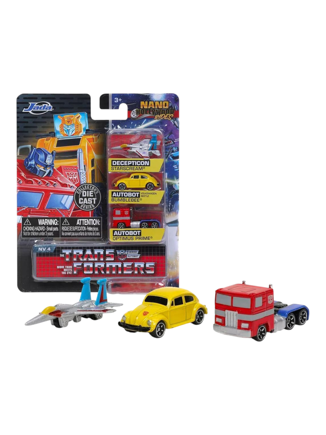 Jada Transformers Nano Hollywood Rides (Includes Decepticon Starscream,Autobot Bumblebee, Autobot Optimus Prime)